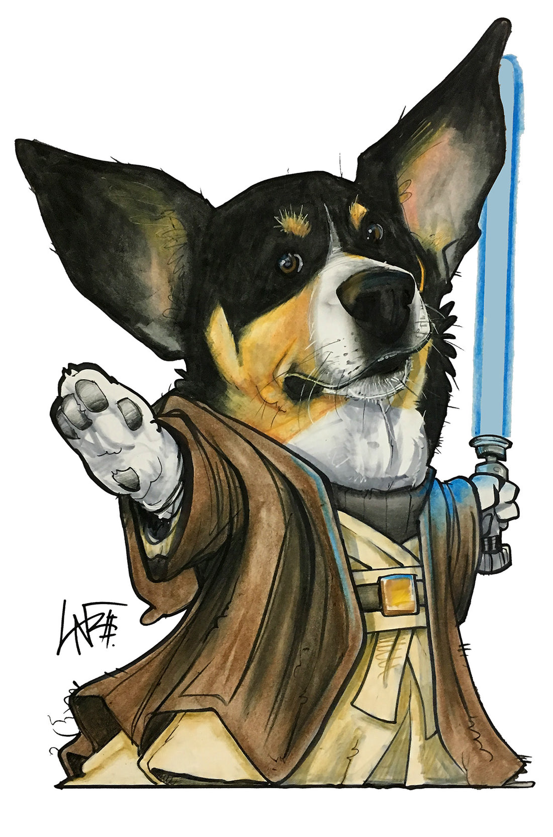 star wars themed pet caricature portrait